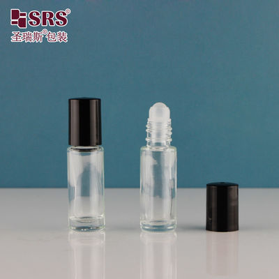 kupować 4ml 5ml 8ml 10ml Czarny Solid Colored Screw Cap Wall Glass Roll On Bottle PP Ball Perfume Oil produkcja online
