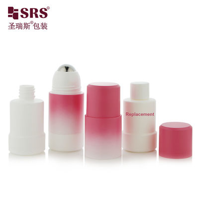 kupować Rppe(S) -50 ml 75 ml powłoka pochylająca rozpylanie brzoskwinia Różowy biały odpełniający się deodorant żelowy butelka rolkowa z dużą stalową metalową piłką masażową produkcja online