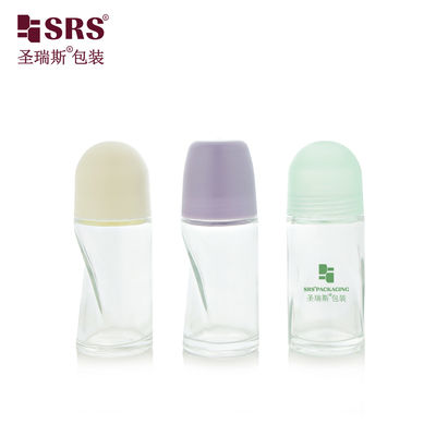 kupować BLPG-B-50ml Empty round Clear glass personal care roll bottle vial container with pP massage ball produkcja online