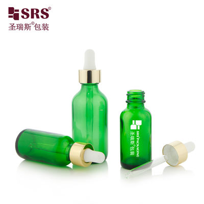 kupować Luxury Collar 1oz 2oz Green Glass Dropper Bottle for Essential Oil produkcja online