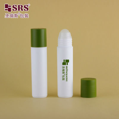 RPP(P)-30ml 1 oz Biały Matte Frosted Butelka W Plastiku Z Matte Army Green Cap Z Roller Ball Aplicator Do Kosmetyki