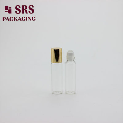 SRS 5 ml przejrzysty kolor szkła butelka rolkowa z złotą aluminiową czapką