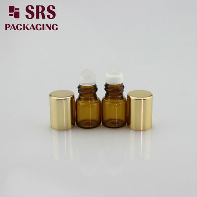 SRS pusty 1 ml mini szklany rull z próbką na butelce z złotą aluminiową czapką