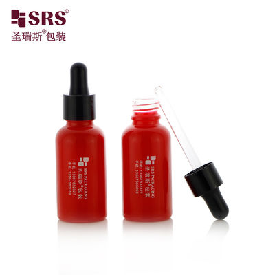 D001-50ml Niestandardowe gorące czerwone butelki z kroplówką oleju z brzucha dla wrażliwych produktów pielęgnacyjnych brzucha z błyszczącą czarną plastikową butelką PP z szklaną pipetą