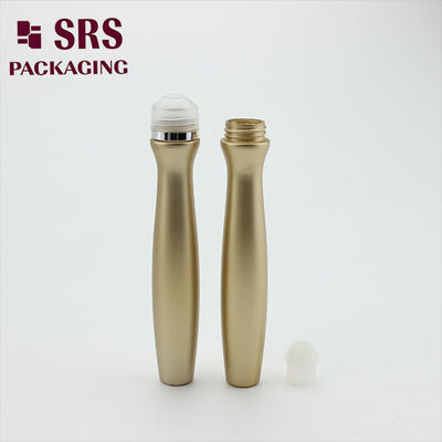 SRS8447-15ML złoty kolor PETG butelka rolkowa 15 ml kremu do oczu metalowego rolka na butelce