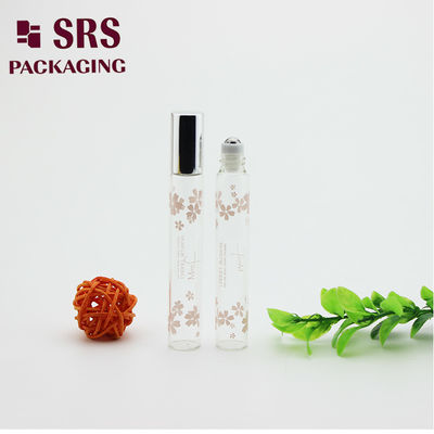 SRS 10 ml przejrzystej rolki ze szkła olejku eterycznego na butelce z srebrną aluminiową czapką