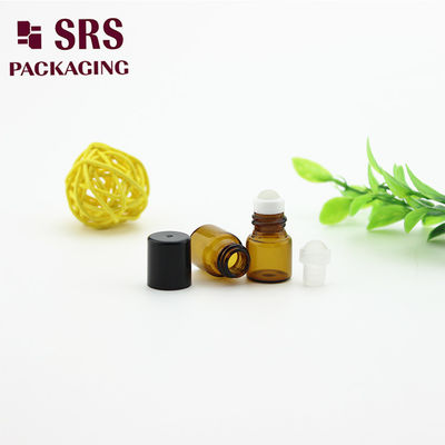 SRS pusty 1 ml bursztynowy rolnik szklany na butelce z czarną plastikową czapką