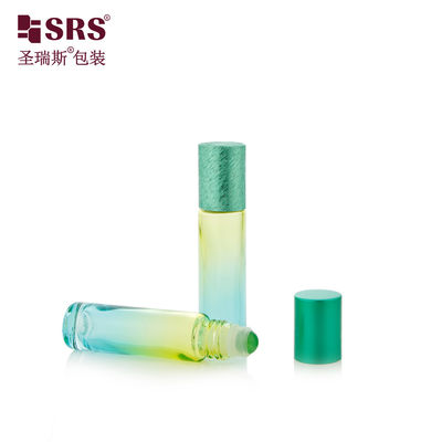 BLPM-10 ml Aqua Green Gradient Industrial Glass Perfume Vial Container With Roller Ball For Personal Care Skincare Essence (Wzór do pielęgnacji skóry)