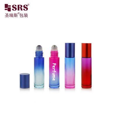 BLPM-10ml Pusty okrągły cylinder Gradient kolorowy rolkowy bal z stali nierdzewnej Perfumy 10ml Roll On Flask do stosowania w oleju kosmetycznym