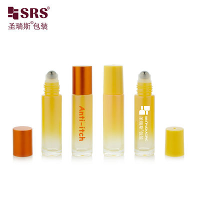 BLPM-10ml Szklana butelka rolkowa z matowym gradientem żółtego koloru Dostosowanie do potrzeb Bezpłatna próbka z stalową kulą do perfumy