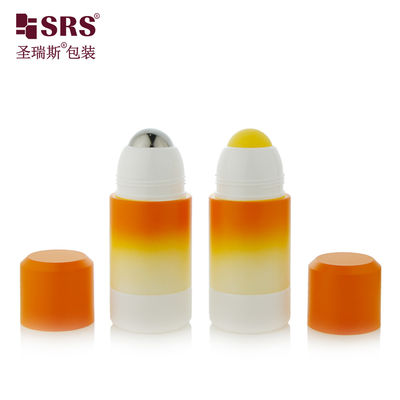 RPPE ((P) -50ML Pusty gradient Pomarańczowy biały projekt na zamówienie Roll On Flask Manufactured With Logo Drukowanie żółtej, pustych kulki do nałożenia żelu sodonowego