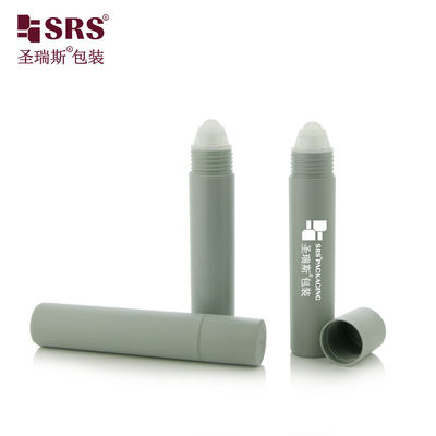 Cylinder 20ml Warm Grey Matte Mould Roll On Bottle With Screw Cap And PP Roller Ball Applicator For Deodorant Scent Stick Packaging