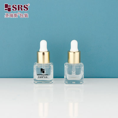 D392-8ml Laboratory Square Clear Empty Glass Dropper Bottles with Black Silkscreen Printing Logo personalizacja