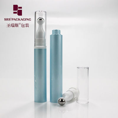 5 ml, 10 ml, 12 ml, 15 ml kosmetyczny pusty tłocznik bez powietrza, plastikowy krem, niebieski rol na butelce