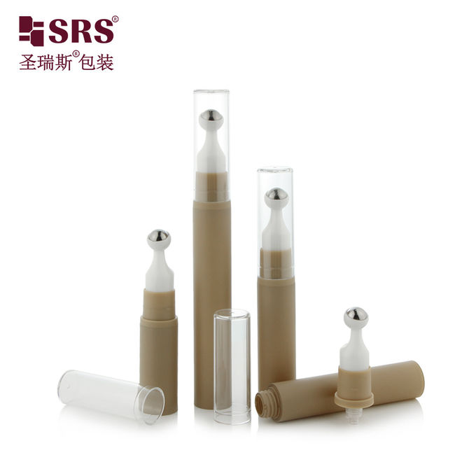 A0031-10ML Empty Coating Grey Custom Colored aS plastic bottle with roll on vacuum airless pump for eye serum skin care