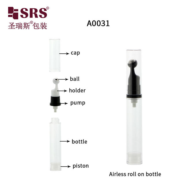 A0031-10ML Empty Coating Grey Custom Colored aS plastic bottle with roll on vacuum airless pump for eye serum skin care